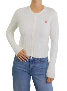 Cardigan intrecciato crop girocollo e cuoricino Only